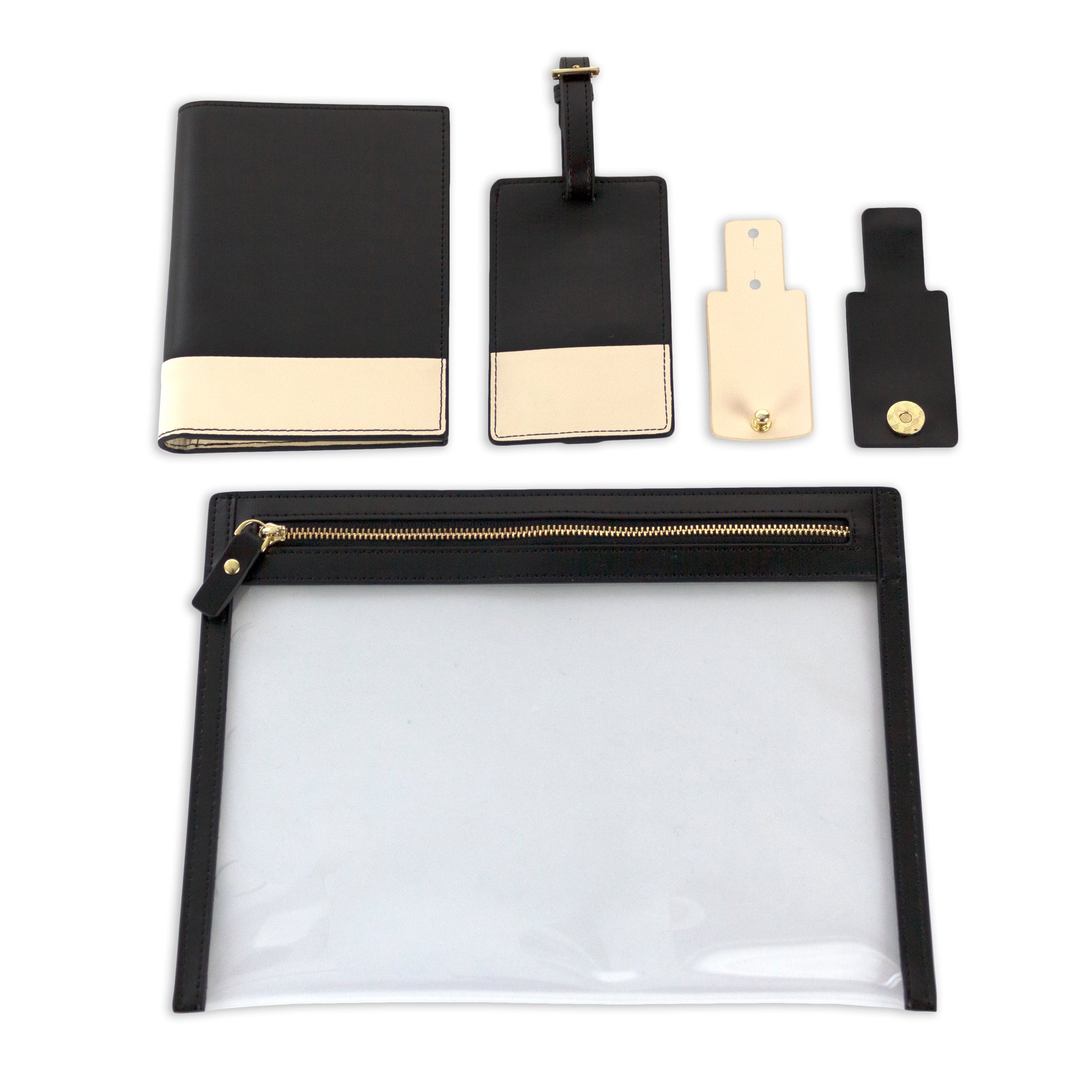 Leather Pouch Set Black