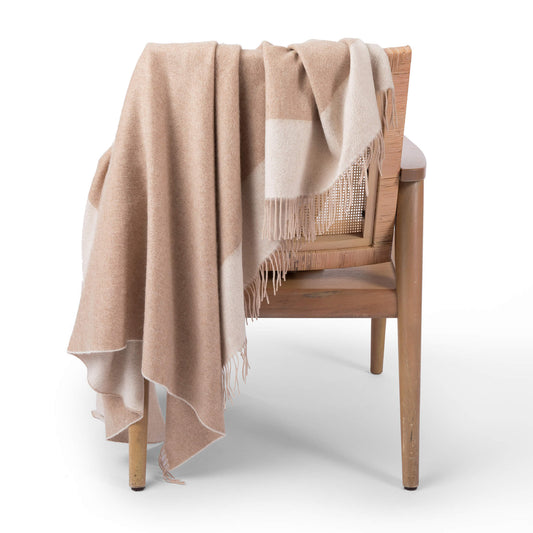 'Home and Away' Cashmere Throw (Natural)-Jet&Bo